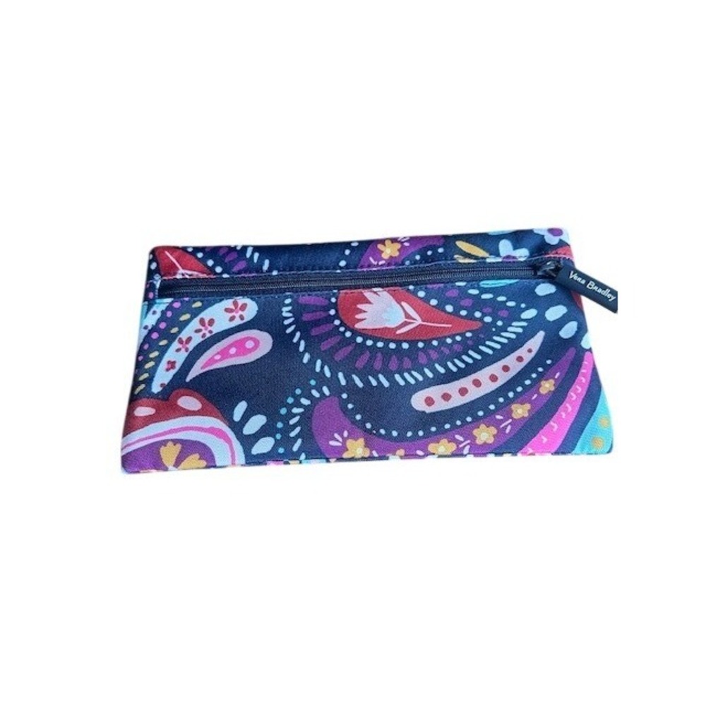 Vera Bradley Lighten Up Pencil Pouch Painted‎ Paisley Navy Pink 24329-N66